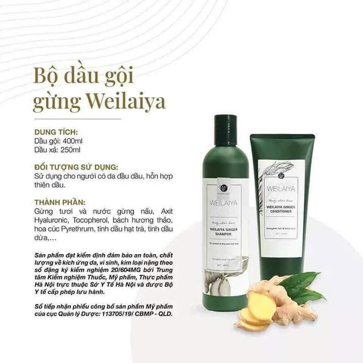DẦU GỘI XẢ GỪNG TRẮNG WEILAIYA  MẪU MỚI 400ML - 250ML( CHO DA ĐẦU DẦU)