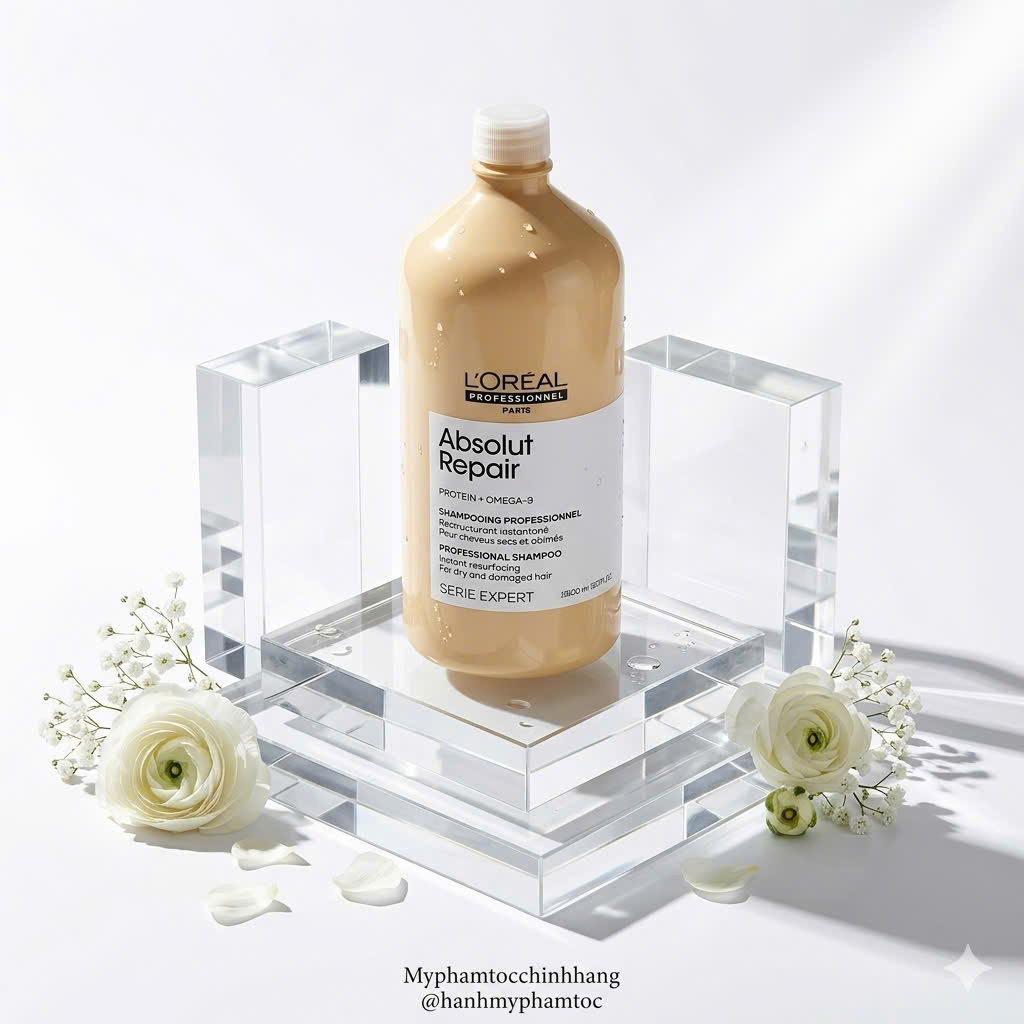 Dầu gội xả hâp, dầu dưỡng tóc phục hồi L'Oréal vàng Absolut Repair