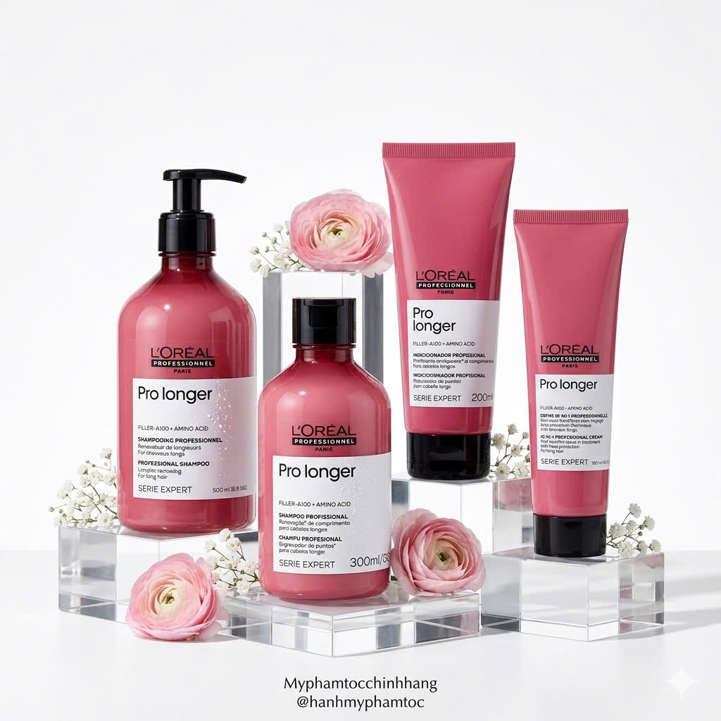 Bộ dầu gội xả hấp tóc L'Oréal Professionnel Pro Longer dành cho tóc dài yếu, ngọn tóc mảnh và dễ gãy