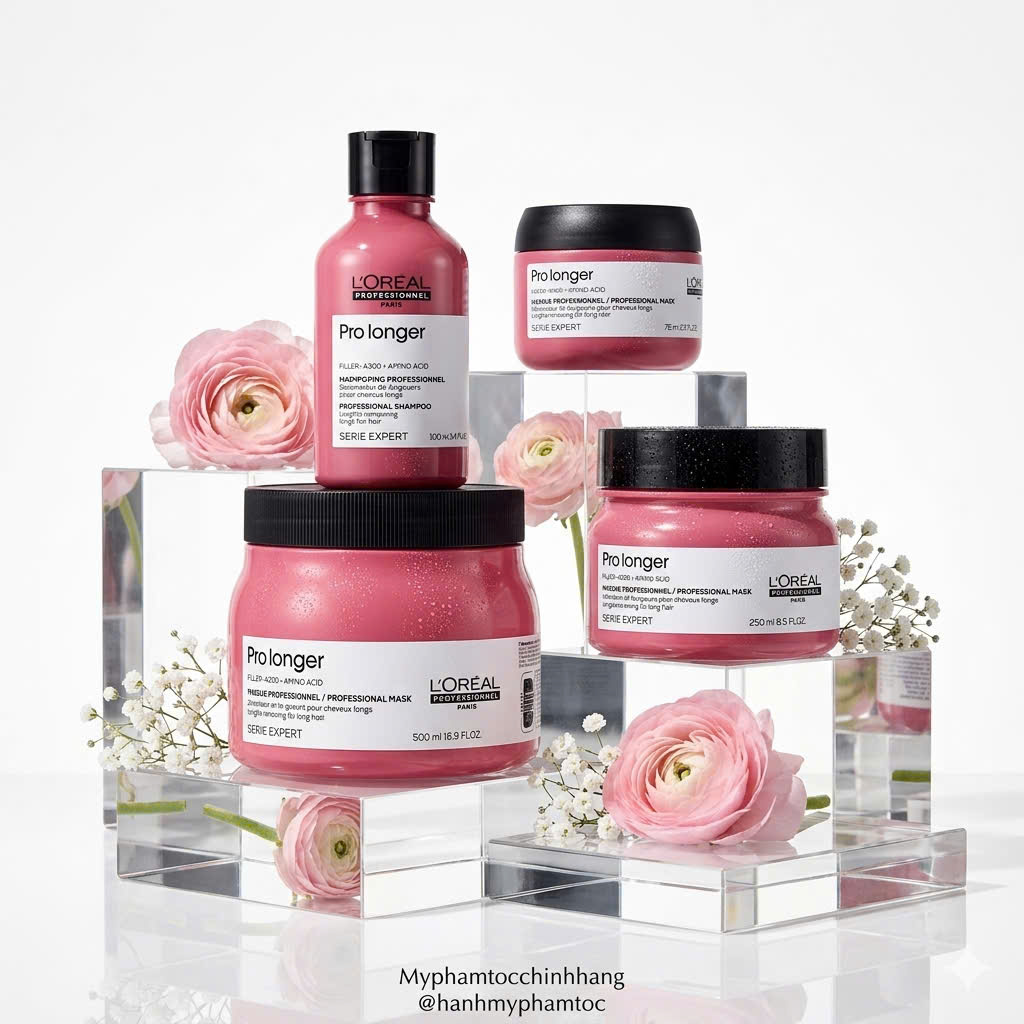 Bộ dầu gội xả hấp tóc L'Oréal Professionnel Pro Longer dành cho tóc dài yếu, ngọn tóc mảnh và dễ gãy