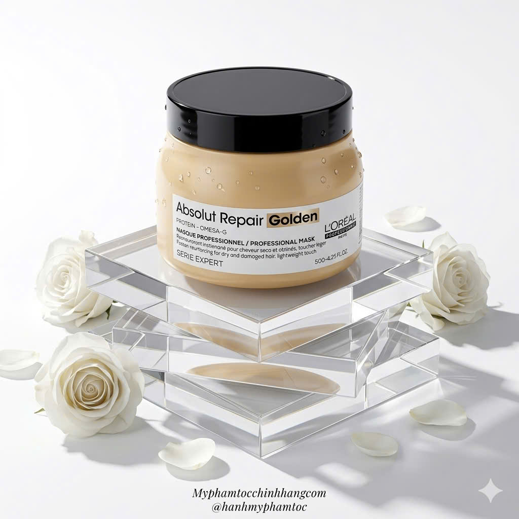 Dầu gội xả hâp, dầu dưỡng tóc phục hồi L'Oréal vàng Absolut Repair