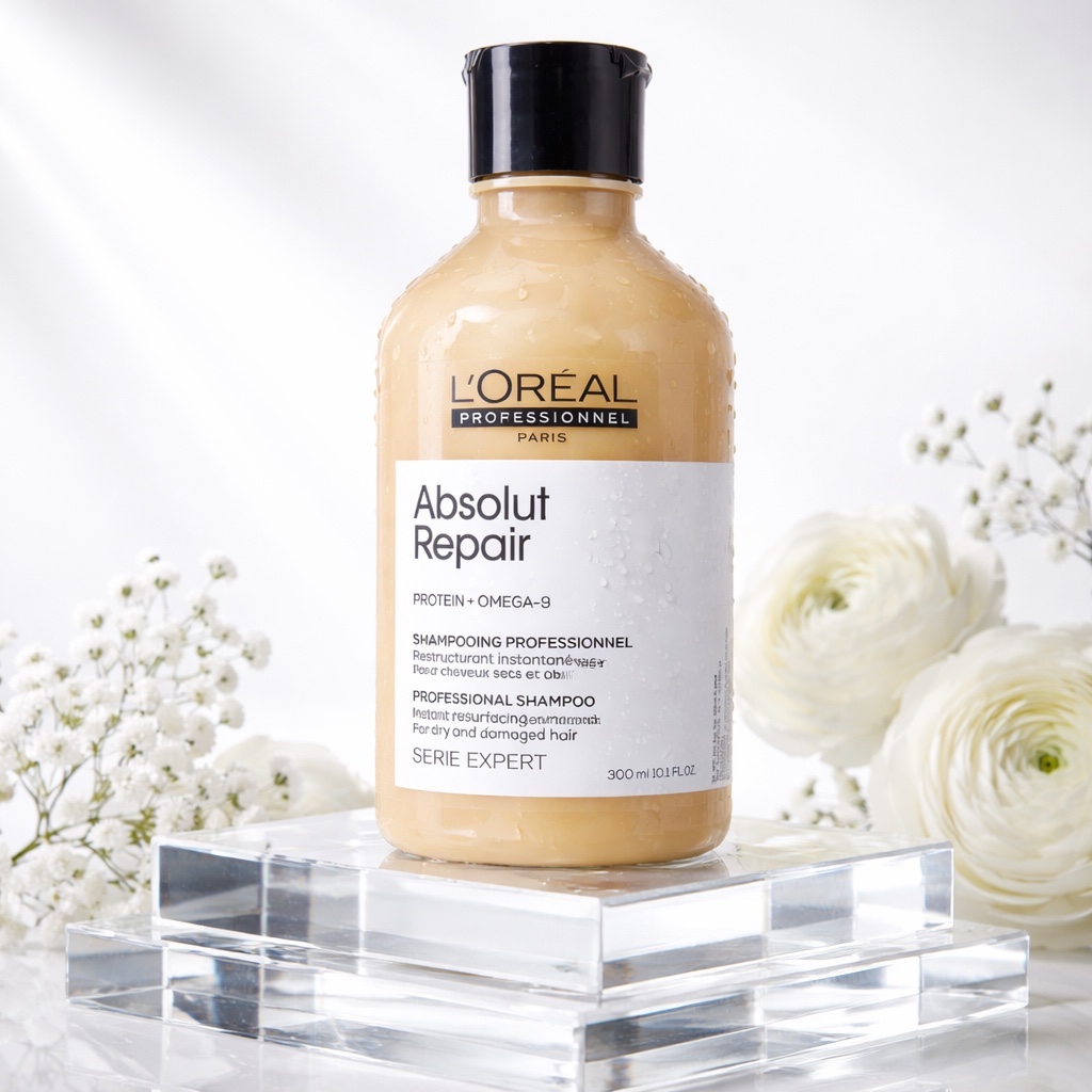 Dầu gội xả hâp, dầu dưỡng tóc phục hồi L'Oréal vàng Absolut Repair