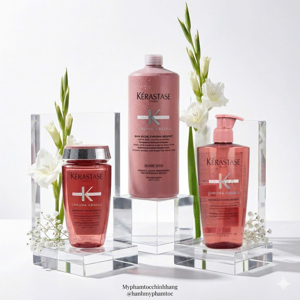 Dầu gội xả, măt nạ cho tóc nhuộm Kerastase Chroma Absolu Bain Riche Chroma Respect 250ml 200ml 1000ml