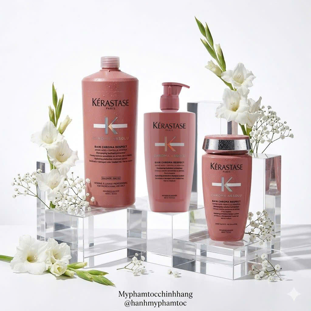 Dầu gội xả, măt nạ cho tóc nhuộm Kerastase Chroma Absolu Bain Riche Chroma Respect 250ml 200ml 1000ml