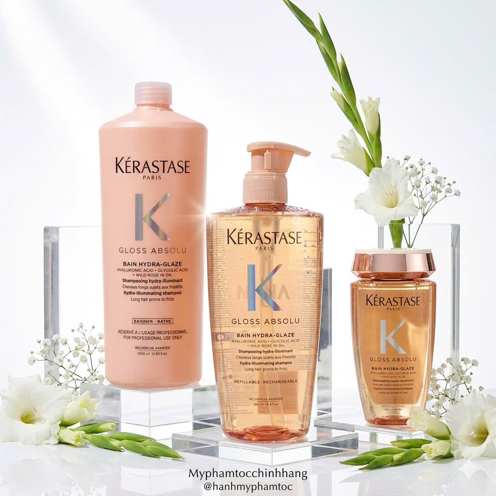 DẦU GỘI XẢ KERASTASE GLOSS ABSOLU DƯỠNG ẨM BÓNG MƯỢT CHO TÓC DẦU 250ML 500ml 1000ml