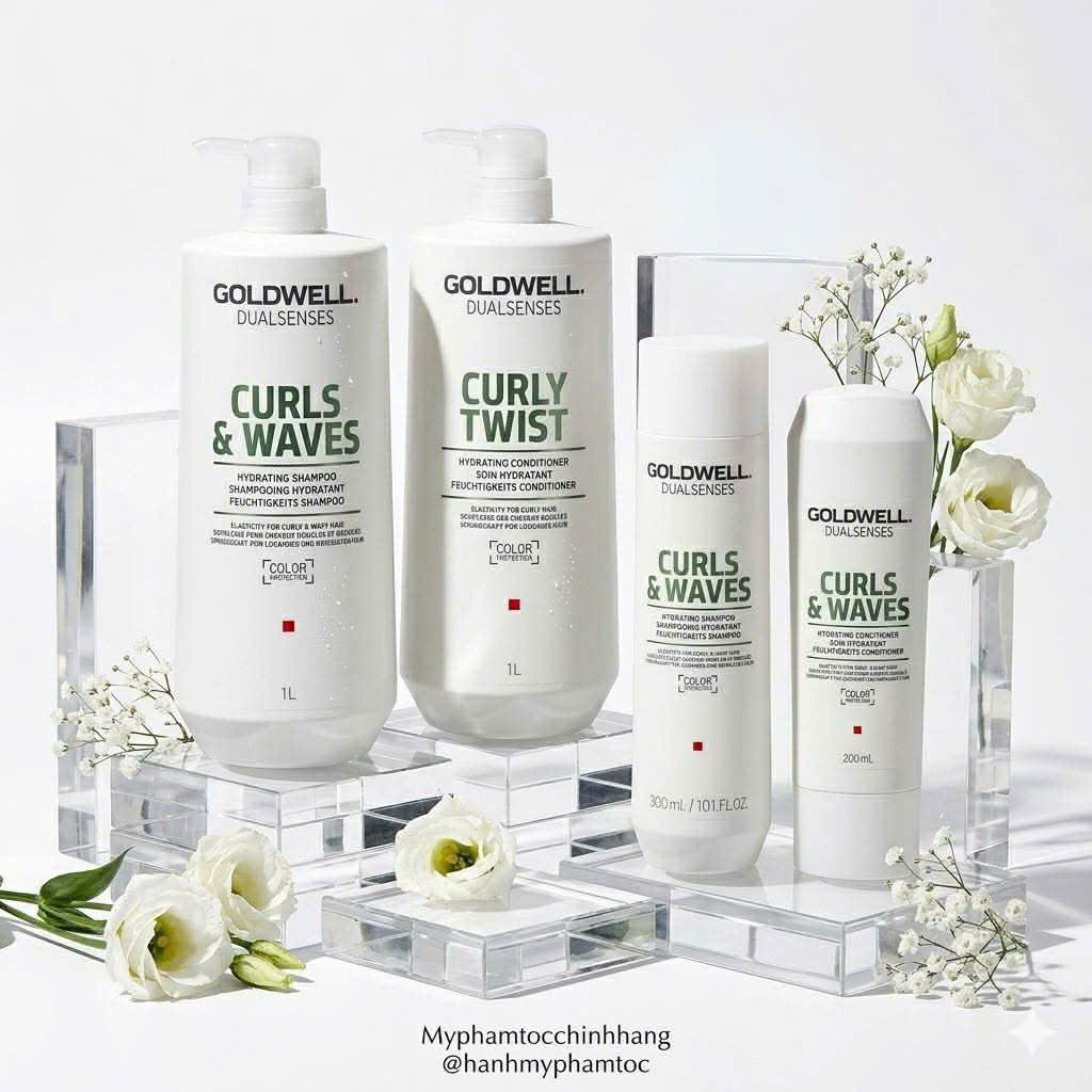 Dầu gội và dầu xả dưỡng tóc xoăn Goldwell Dualsenses Curls & Waves Hydrating Shampoo & Conditioner