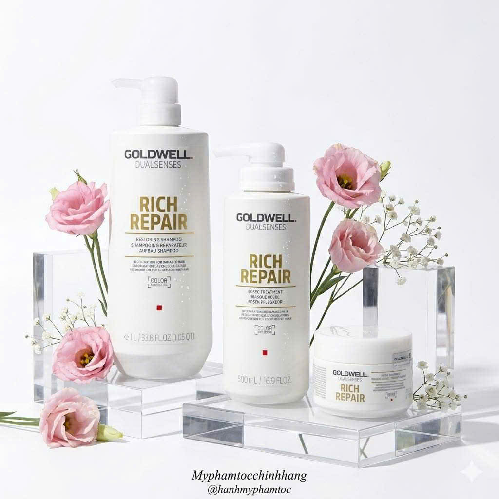 Dầu gội & xả, hấp, dưỡng phục hồi tóc hư tổn Goldwell Dualsenses Rich Repair Restoring
