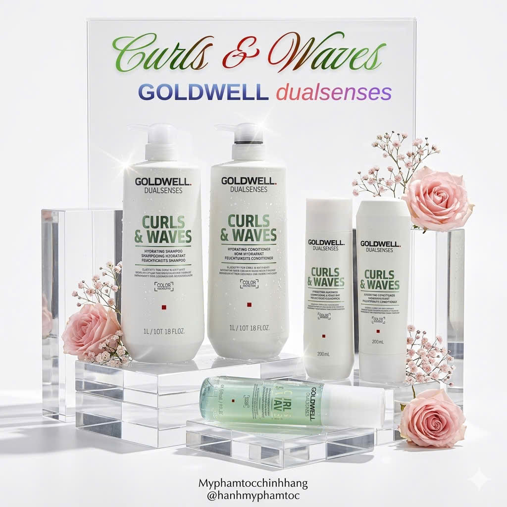 Dầu gội và dầu xả dưỡng tóc xoăn Goldwell Dualsenses Curls & Waves Hydrating Shampoo & Conditioner