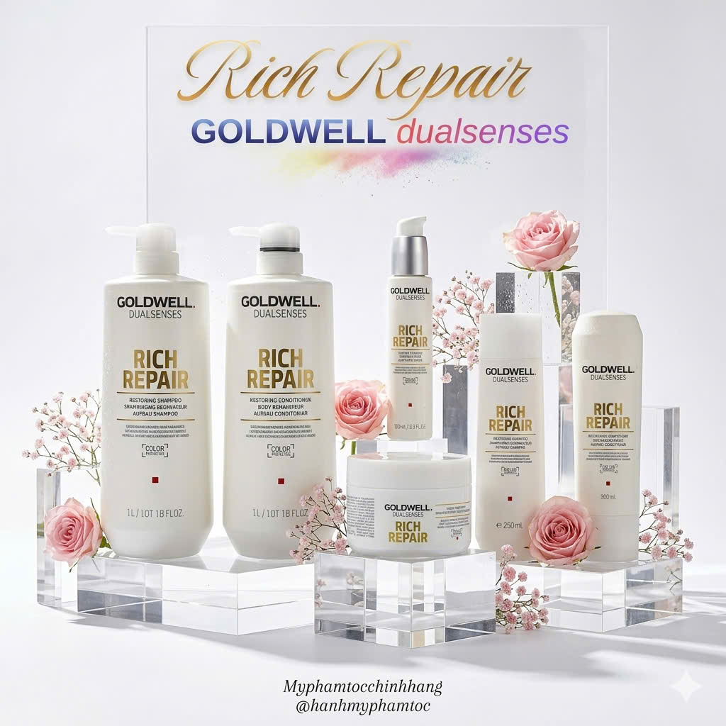 Dầu gội & xả, hấp, dưỡng phục hồi tóc hư tổn Goldwell Dualsenses Rich Repair Restoring