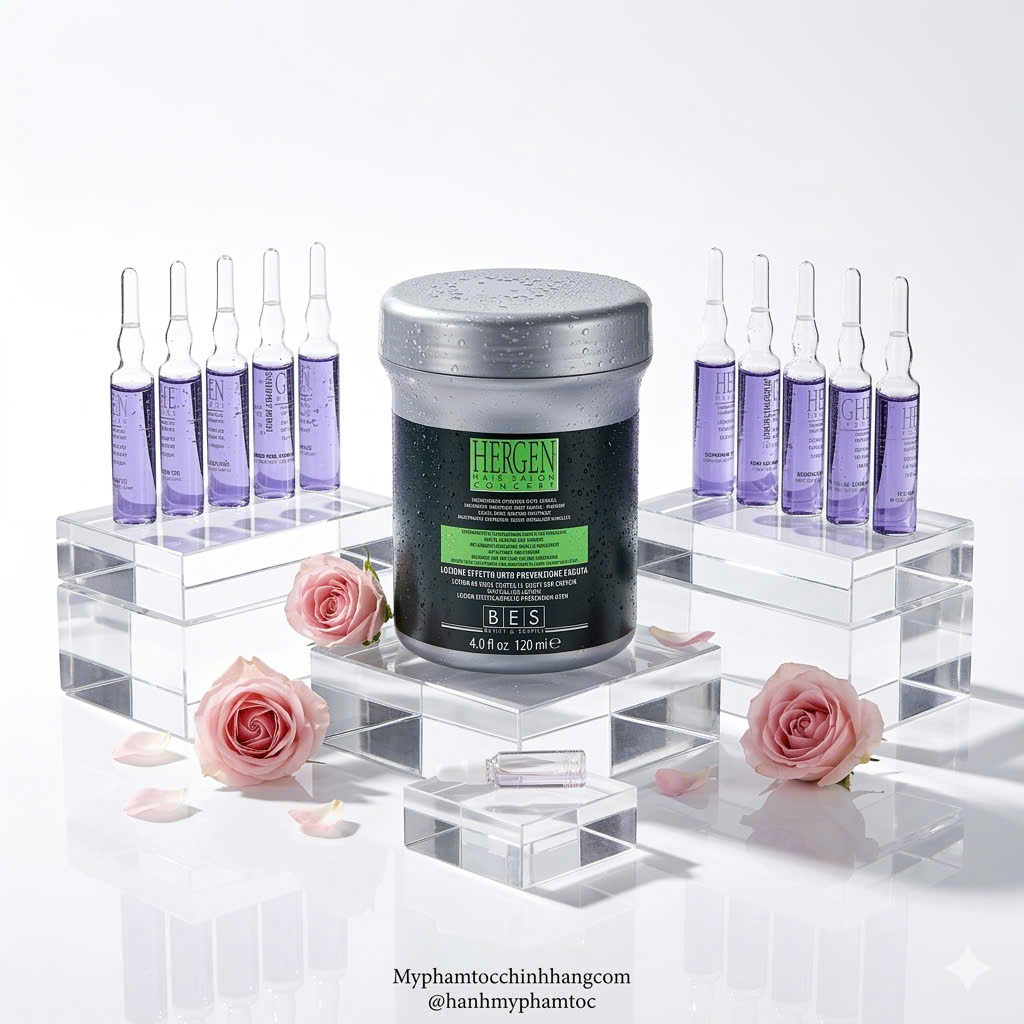 COMBO DẦU GỘI & HUYẾT THANH CHỐNG RỤNG KÍCH THÍCH MỌC TÓC BES HERGEN HAIR LOSS 12 ống
