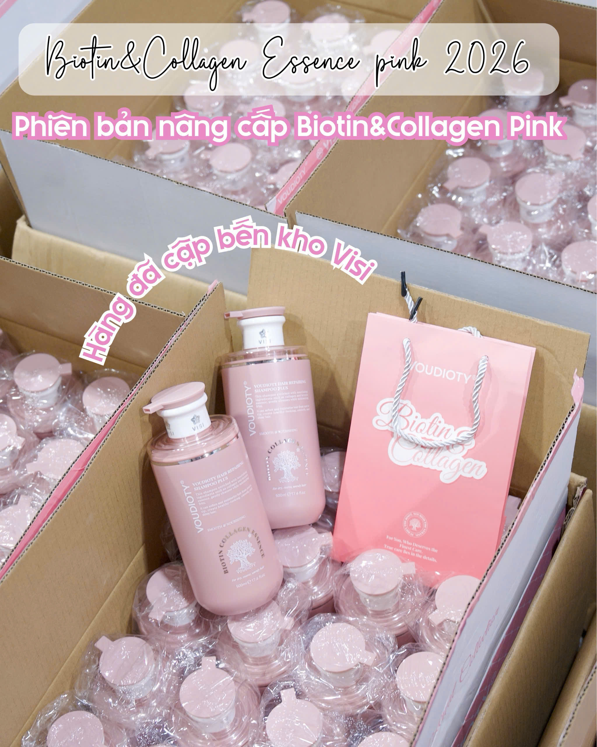 Dầu Gội Xả, Hấp, Dầu Dưỡng Tóc Biotin Collagen hồng Essence Pink 500ml 2026 MỚI