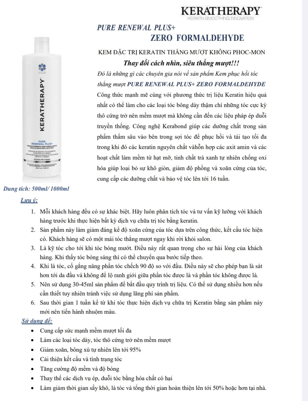 KEM KERATHERAPY EXTREME RENEWAL SMOOTHING PHỤC HỒI TÓC 500ml (CHÍNH HÃNG)