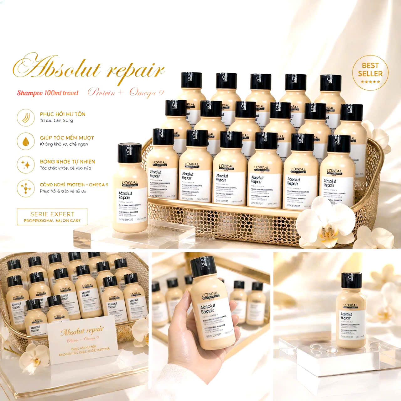 Dầu Gội Kiểm Soát Dầu L'Oreal Scalp Advanced Anti-Oiliness và Dầu gội kích thích mọc tóc và làm dày tóc L'Oréal Serioxy100ml