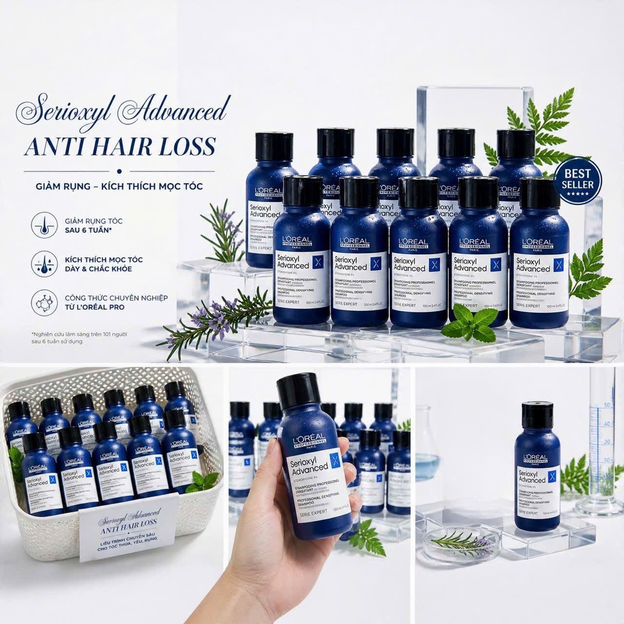 Dầu gội kích thích mọc tóc và làm dày tóc L'Oréal Professionel Serioxyl Advanced 300ml 500ml 1500ml
