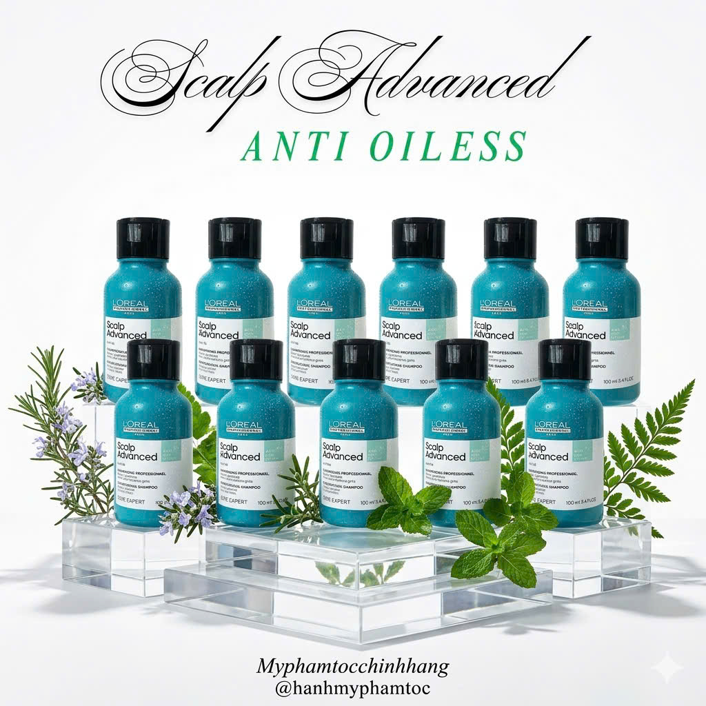 Dầu Gội Kiểm Soát Dầu L'Oreal Scalp Advanced Anti-Oiliness và Dầu gội kích thích mọc tóc và làm dày tóc L'Oréal Serioxy100ml