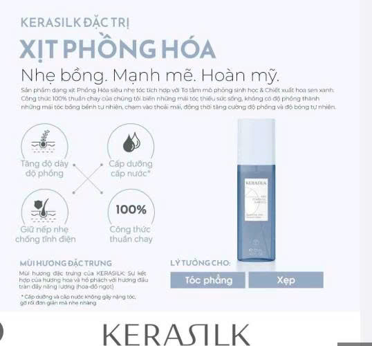 Xịt Dưỡng Tăng phồng, Kiểm soát dầu Kerasilk Volumizing Spray 125ml