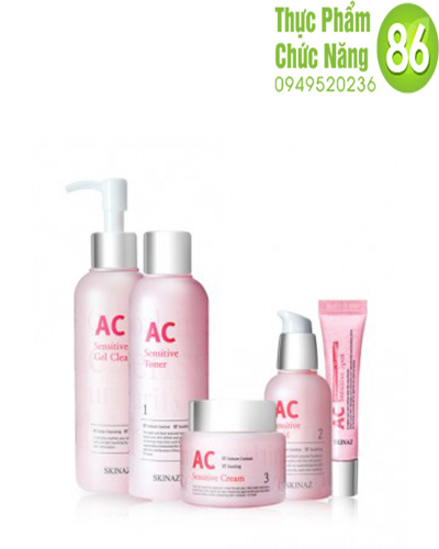 Bộ 5 sản phẩm dưỡng da cao cấp dành cho da nhạy cảm, da dầu, da mụn AC Sensitive Skin Care - Skinaz Hàn Quốc