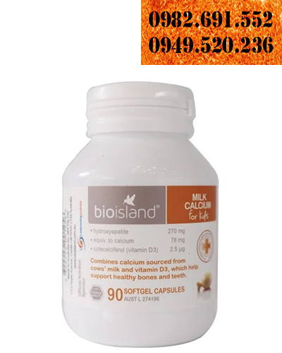 Viên canxi sữa cho bé Calcium Milk Bio Island 90 viên của Úc