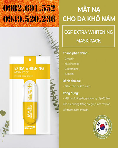 Mặt nạ CGF Extra Whitening Mask pack - Dưỡng trắng căng bóng da, mờ nám tàn nhang