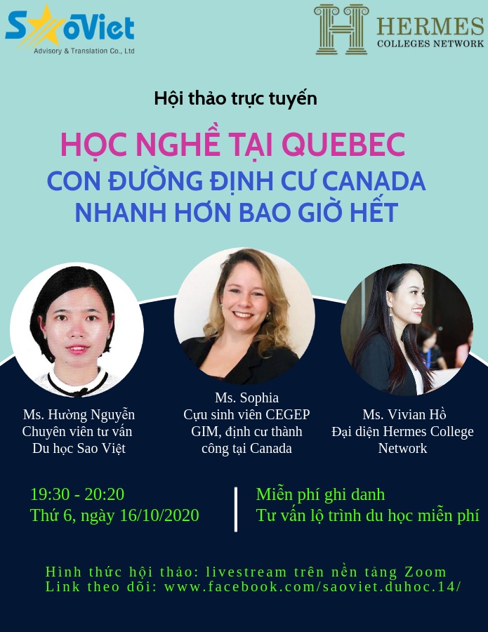 Hội thảo trực tuyến: Học nghề tại Quebec – Con đường định cư Canada nhanh hơn bao giờ hết