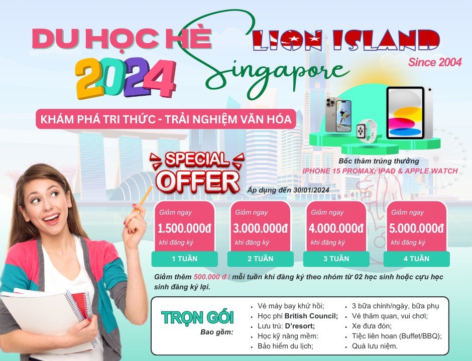 Du học Hè Singapore Lion Island 2024 - Khám phá tri thức - Trải nghiệm văn hóa