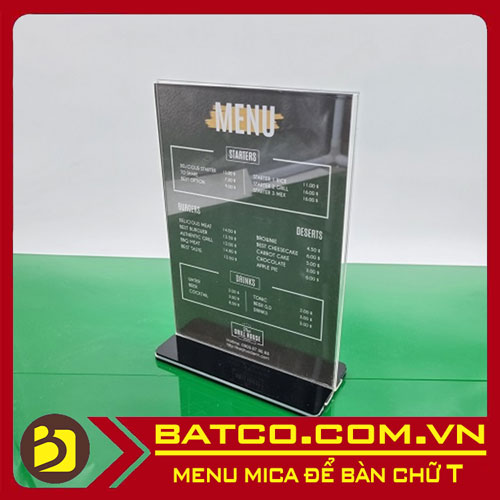 Menu mica chữ T