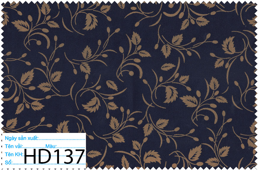 Mẫu in hoa văn nổi trên nền vải kaki 100% cotton tối màu