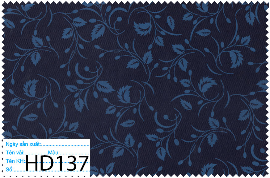 Mẫu in hoa văn nổi trên nền vải kaki 100% cotton tối màu