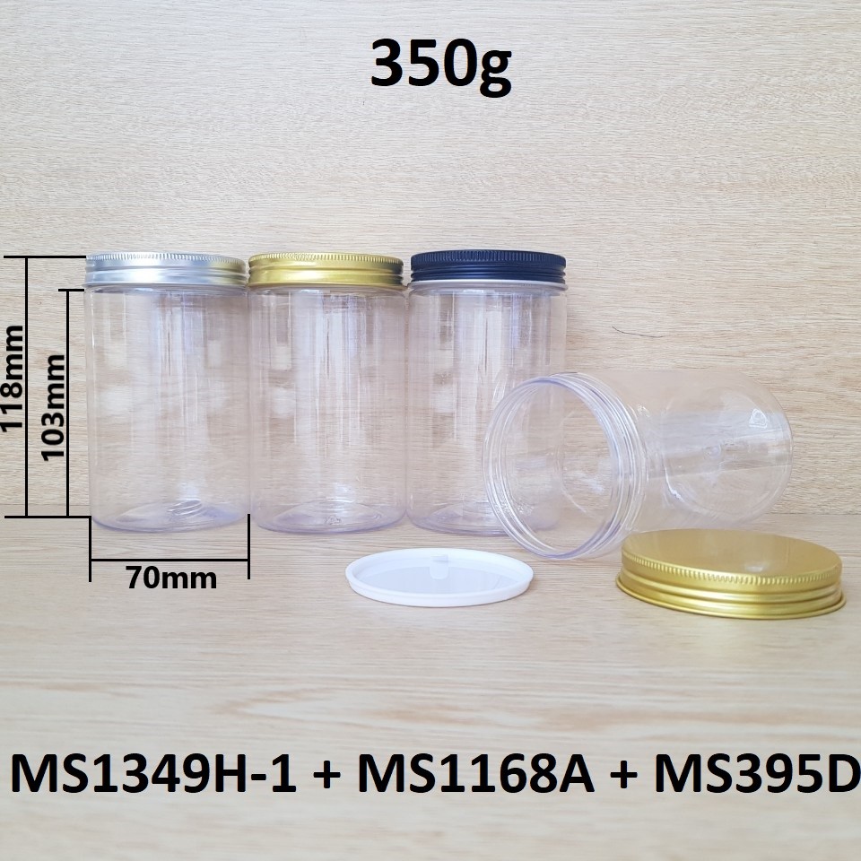 Hũ nhựa trong nắp nhôm cuốn 350g