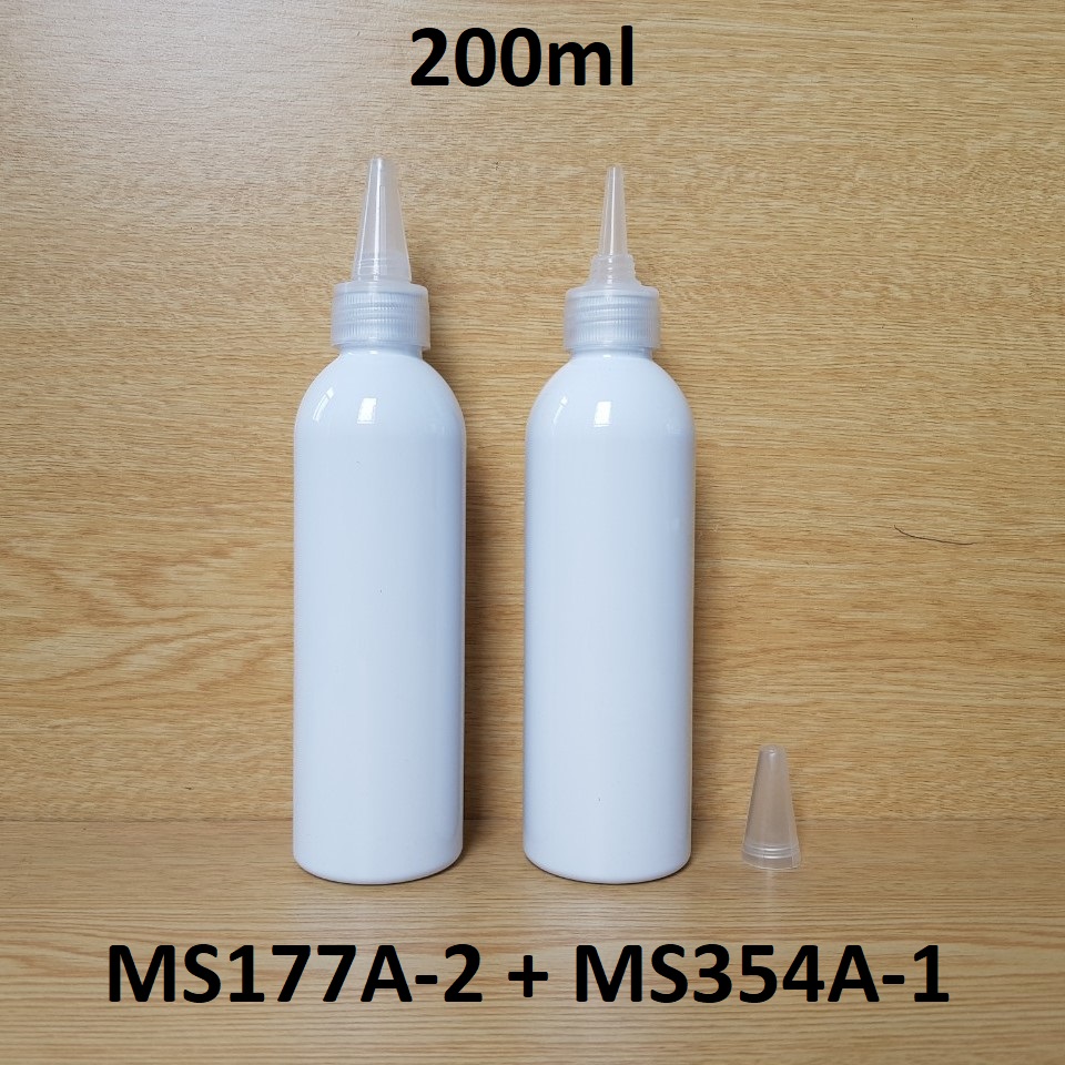 Chai trắng vai tròn nắp nhọn sọc trong 200ml