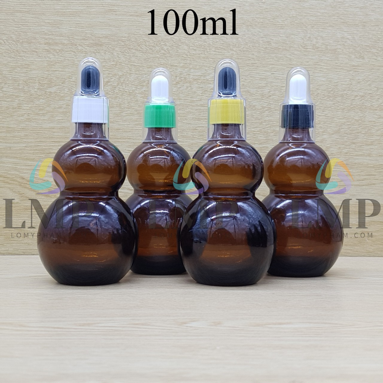 Chai hồ lô nắp bóp khoen nhựa sọc có nắp chụp 100ml