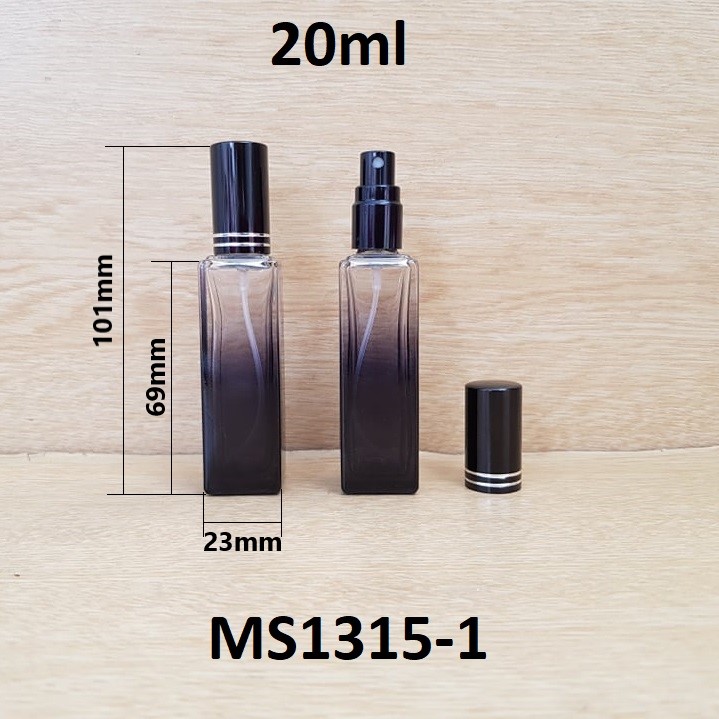 Chai vuông phun sương ombre nắp 2 VIỀN 20ml