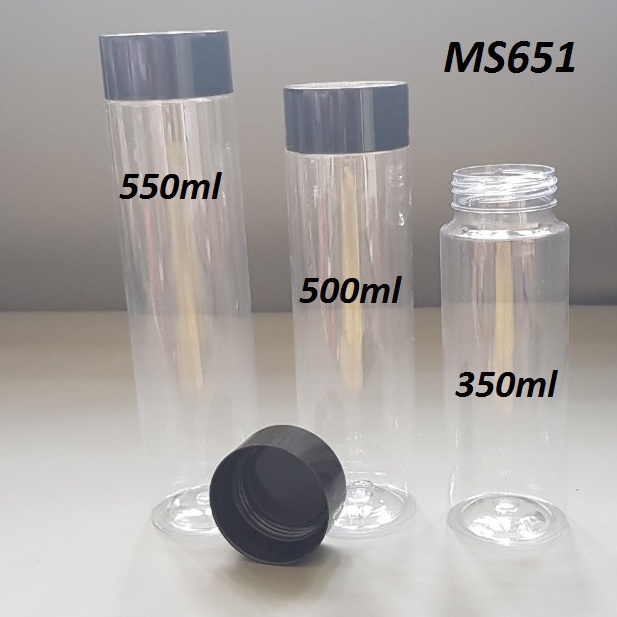 Chai PET trong nắp đen