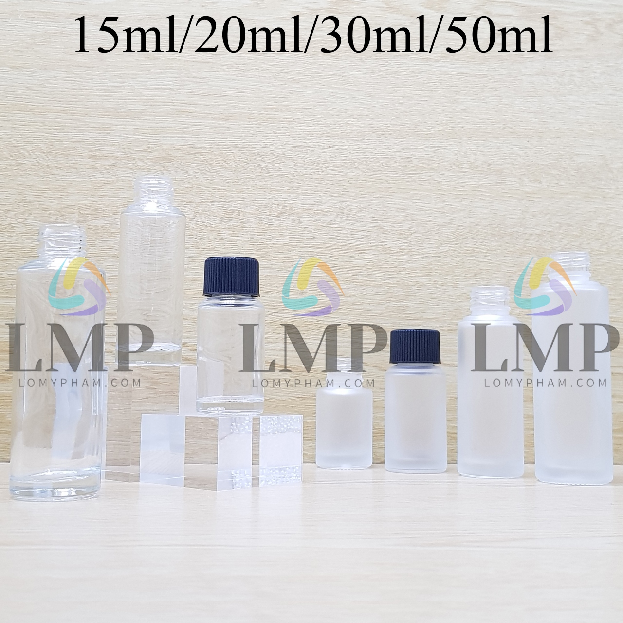 Chai thủy tinh nắp push down and turn sọc