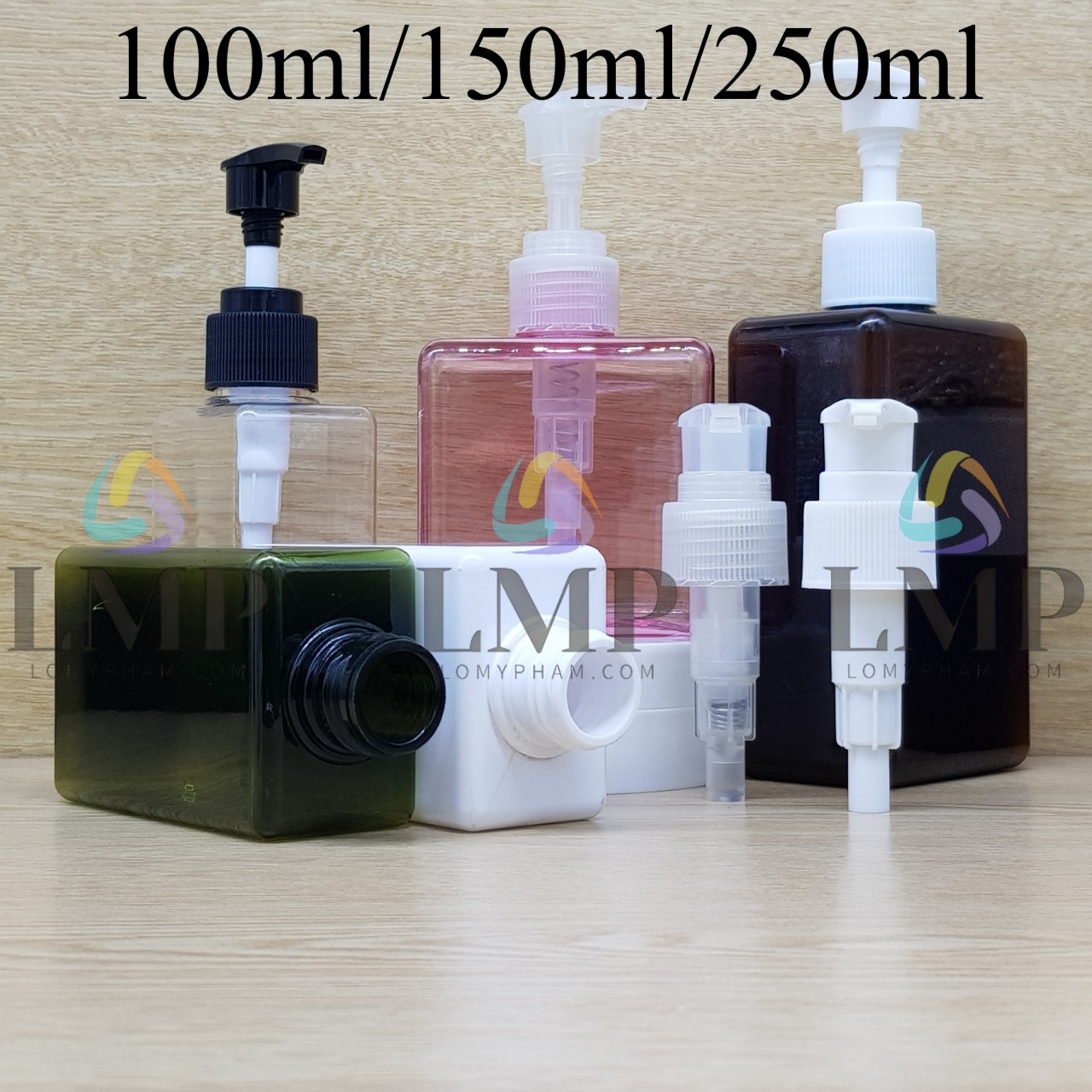 Chai lotion vuông vòi van sọc