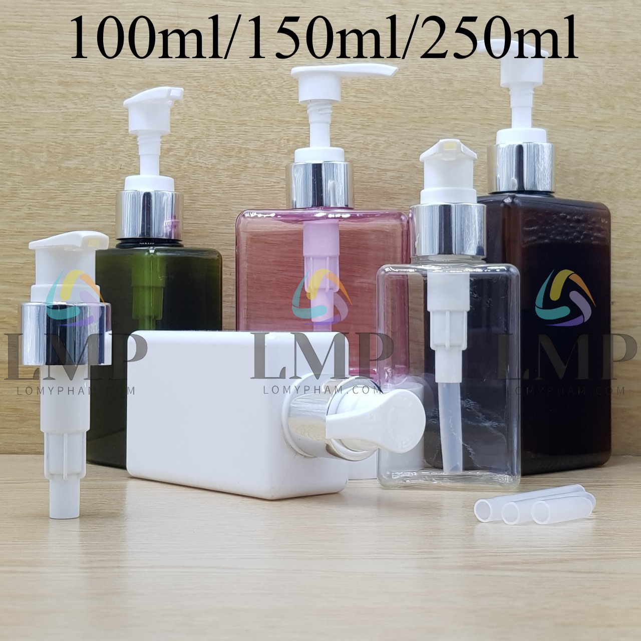 Chai lotion vuông vòi van xi KO viền
