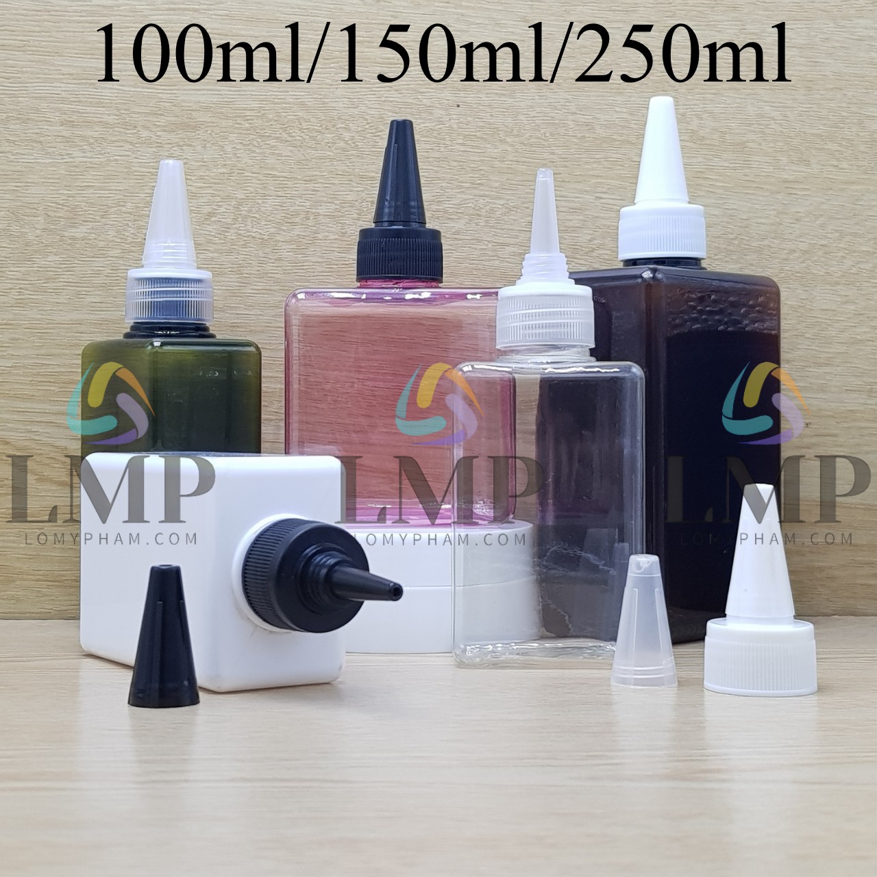 Chai lotion vuông nắp nhọn sọc