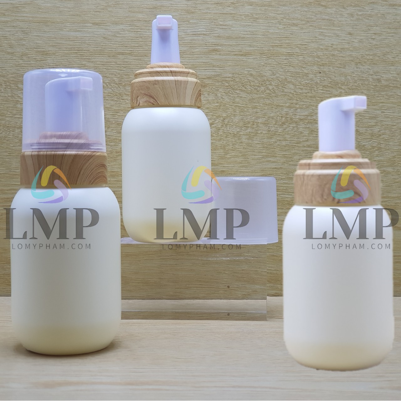 Chai HDPE tạo bọt nắp vân gỗ