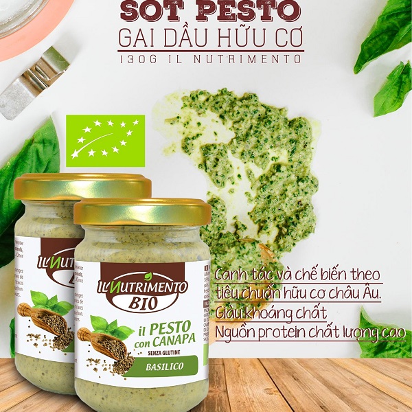 Sốt Pesto gai dầu hữu cơ II Nutrimento cung cấp chất béo lành mạnh cho cơ thể