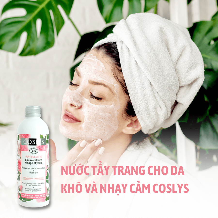 Nước tẩy trang mắt và mặt cho da khô và nhạy cảm hữu cơ Coslys