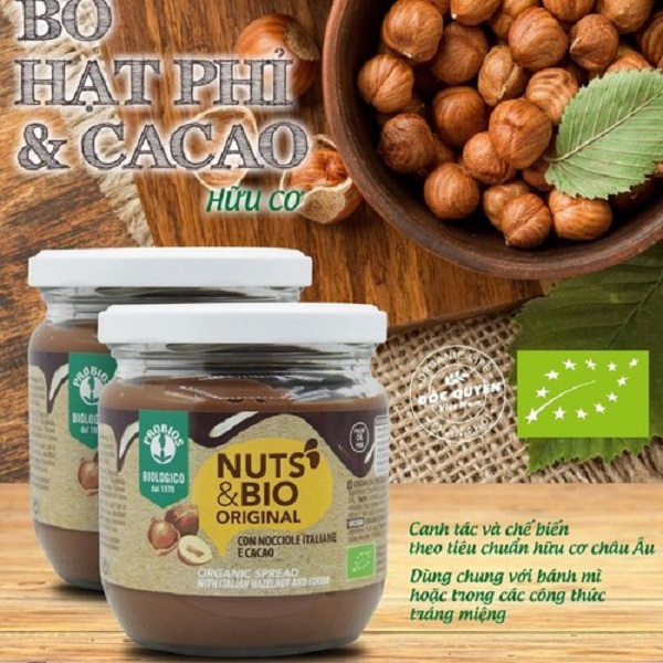 Bơ hạt phỉ cacao hữu cơ ProBios - chất béo tốt cho sức khỏe