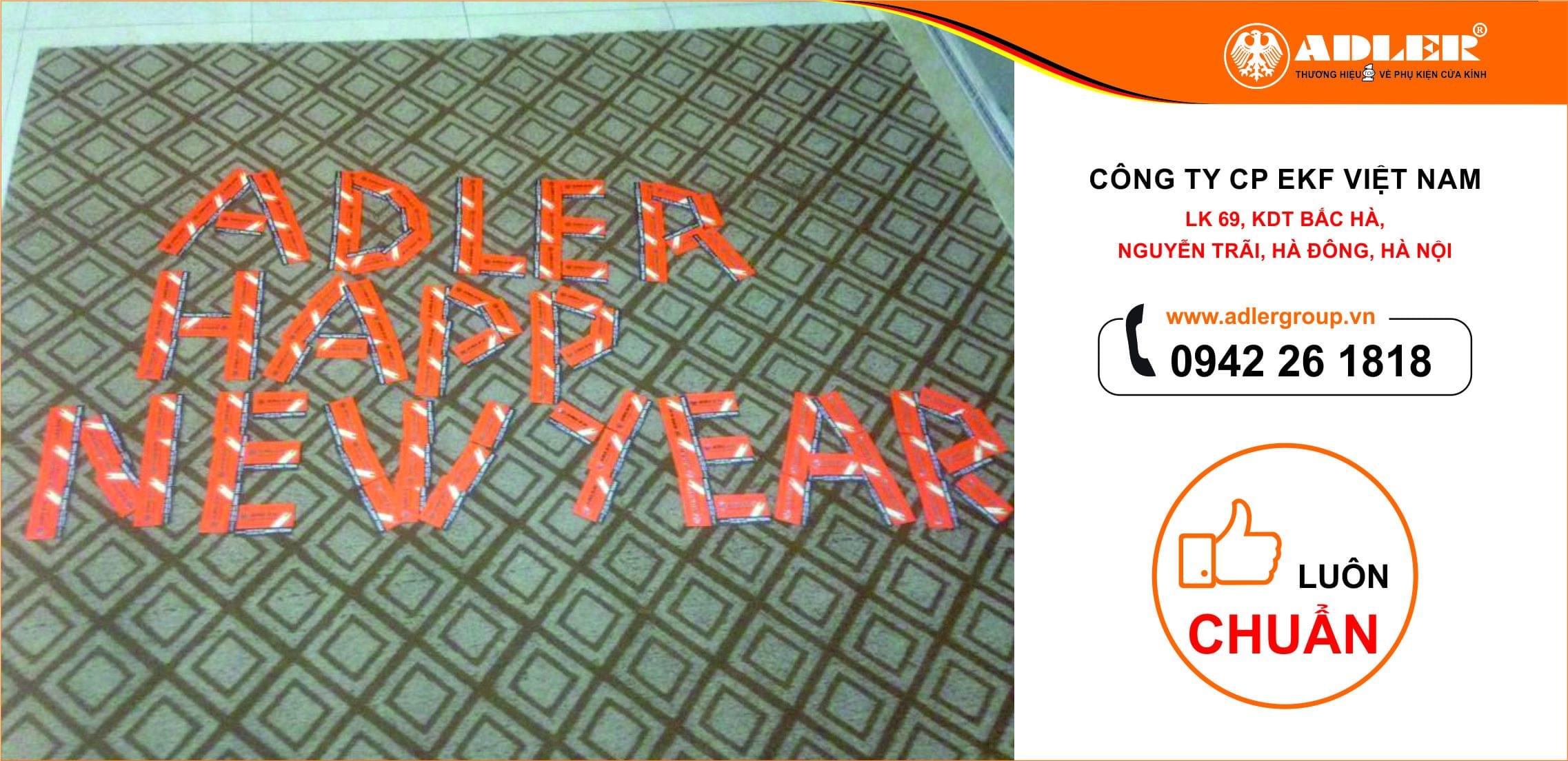 Cardvisit Adler được khách hàng xếp thành dòng chữ: Adler happy new year.