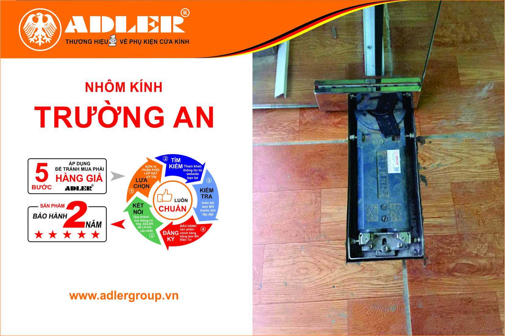 Bản lề sàn Adler với tính năng vượt trội mở góc lên tới 125˚