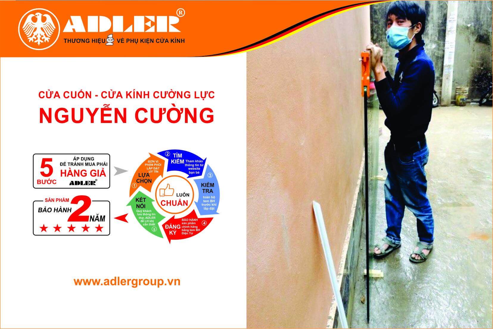 Anh thợ lắp đặt cơ sở Nguyễn Cường luôn cẩn thận, tỉ mỉ với từng công trình của mình