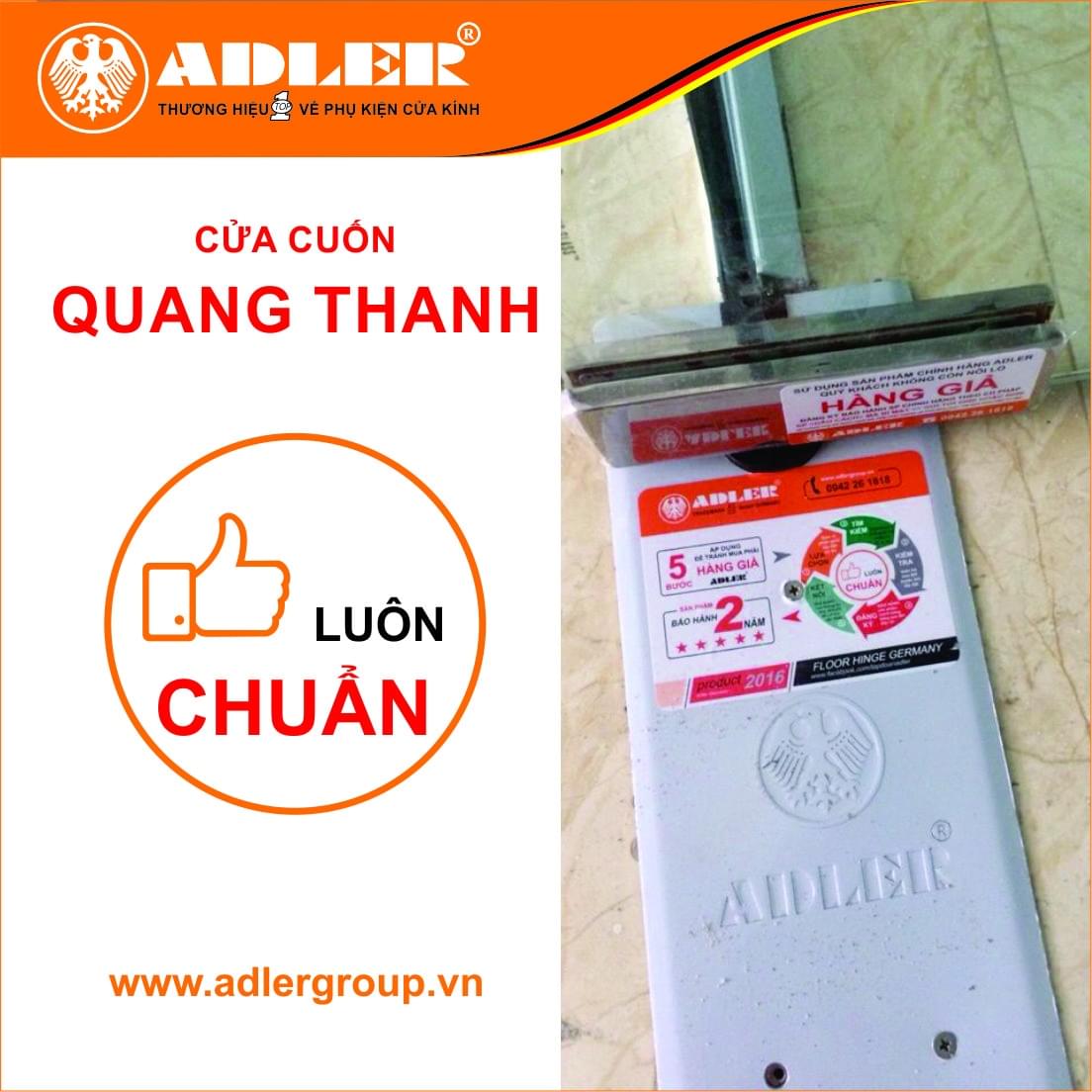 Bản lề sàn Adler luôn chuẩn với hệ thống tem bảo hành điện tử hiện đại