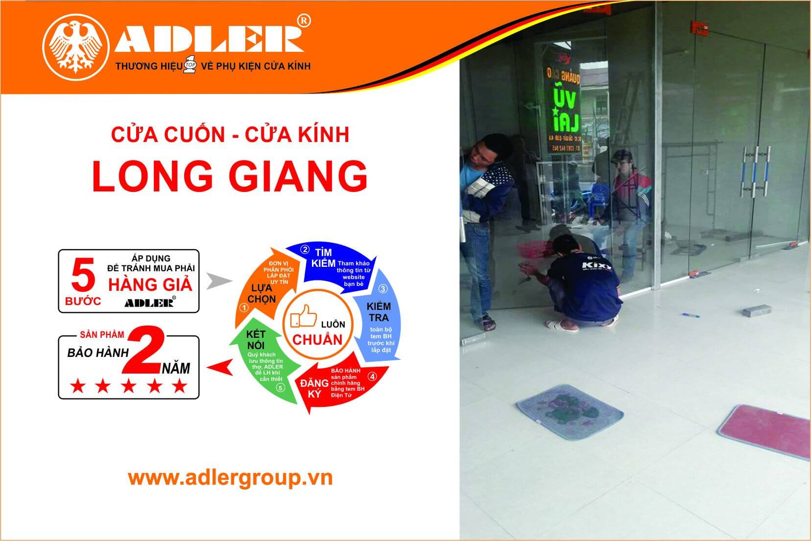 lắp đặt cửa kính tại Cửa cuốn Long Giang