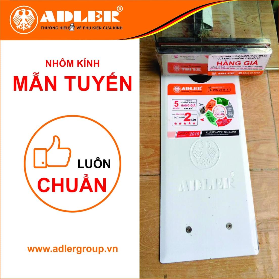 Bản lề sàn Adler với hệ thống tem bảo hành không lo hàng giả
