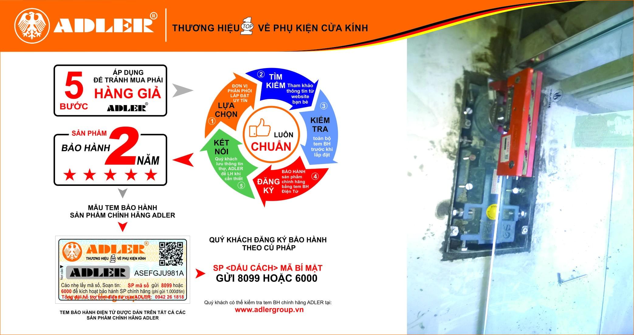 Bản lề sàn ADLER dưới bàn tay lắp đặt tài hoa của anh thợ nhôm kính Trường Thịnh