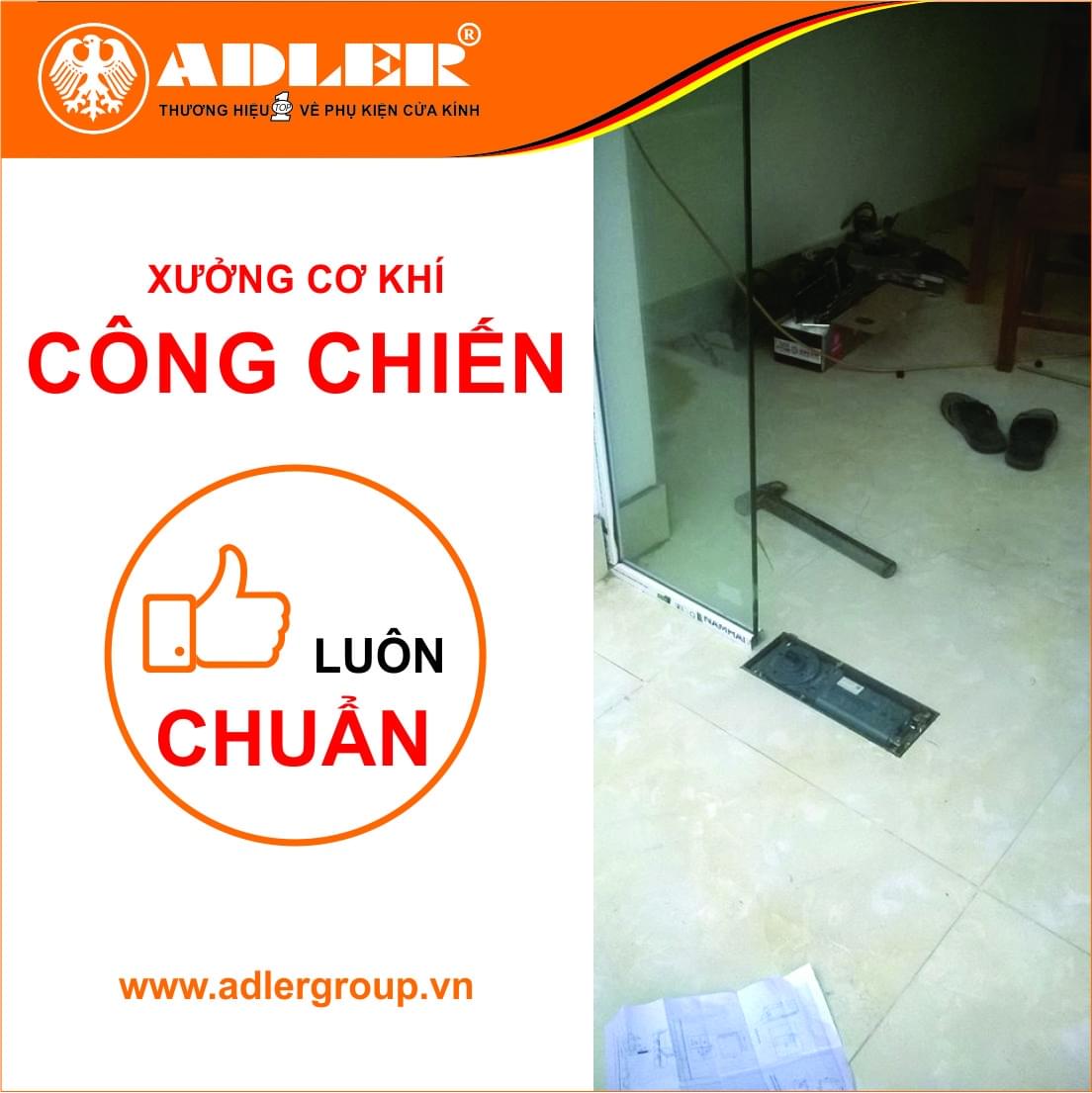 Bản lề sàn Adler dưới bàn tay lắp đặt tài hoa của cơ khí Công Chiến