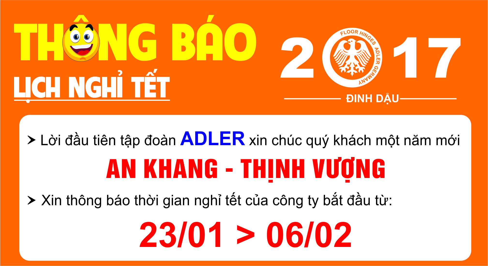 Adler kính mời quý khách hàng, đối tác cập nhật facebook và webside của bản lề sàn Adler